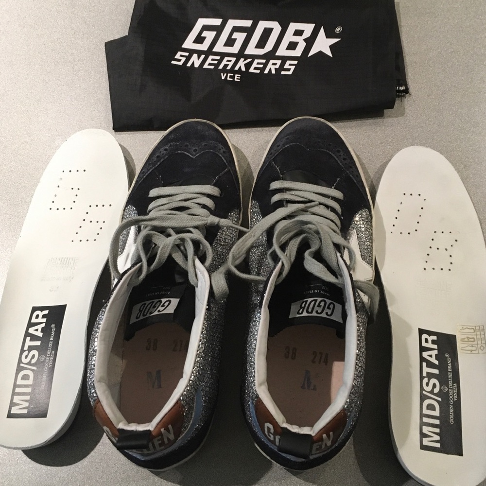 Golden Goose Mid Star Glitter/White Star Sneaker - Picture 6 of 7